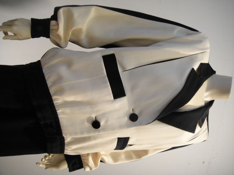 Women's Galanos 80s Black/White Eisenhower Style Day Jacket
