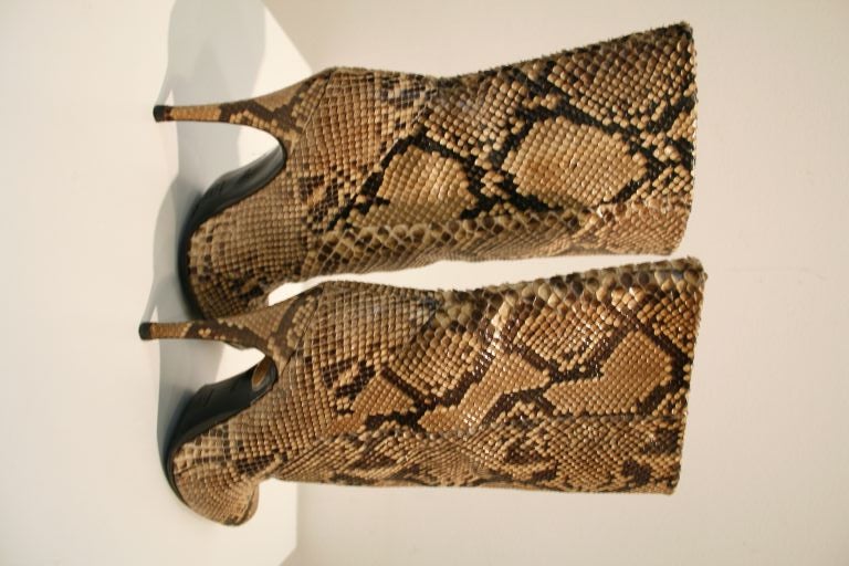 80s Natural Python Stiletto Boots