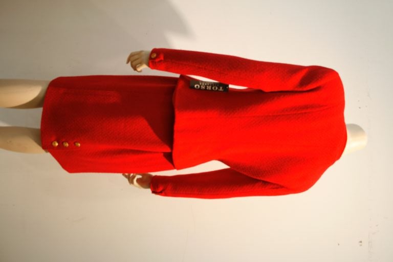 Women's Chanel Red Bouclé Skirt Suit