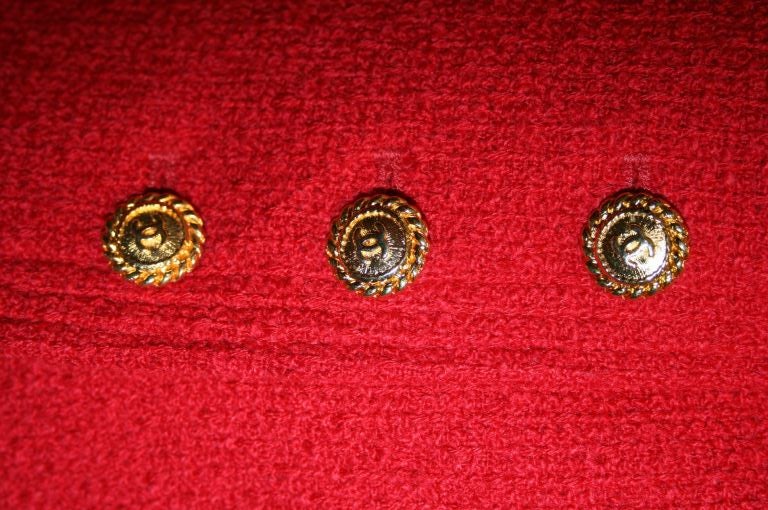 Chanel Red Bouclé Skirt Suit 1