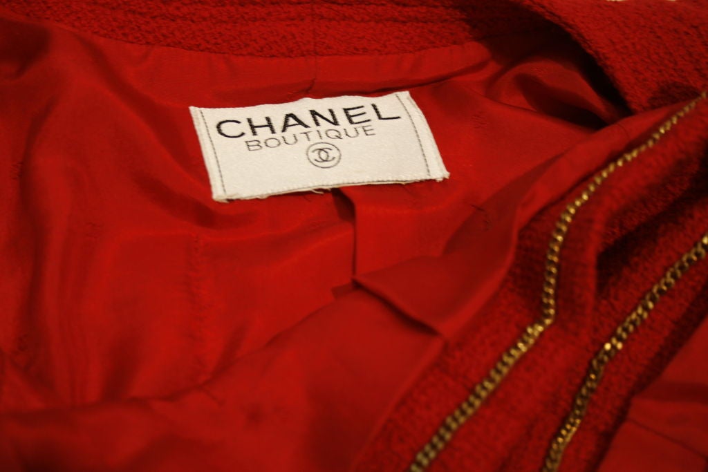 Chanel Red Bouclé Skirt Suit 2