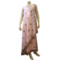 Vintage 60's Pink Silk and Lamé Sari Gown from Bullock's