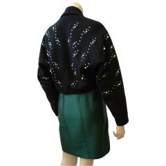 Retro 1950's Dolman Sleeve Beaded Wool Dolman Sleeve Jacket