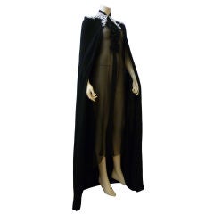 Vintage Adolfo Dramatic Knit Cape with Beaded Shoulder Details