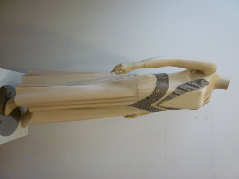Wonderful Art Deco Satin Gown with Silver Beadwork