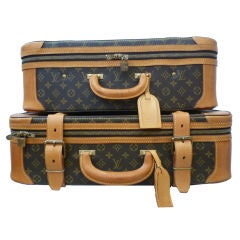 Vintage Louis Vuitton Logo Canvas Suitcase Suite in Impeccable Condition