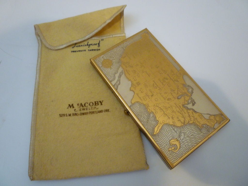 Women's or Men's Swanky 1950s US Map Cigarette Case
