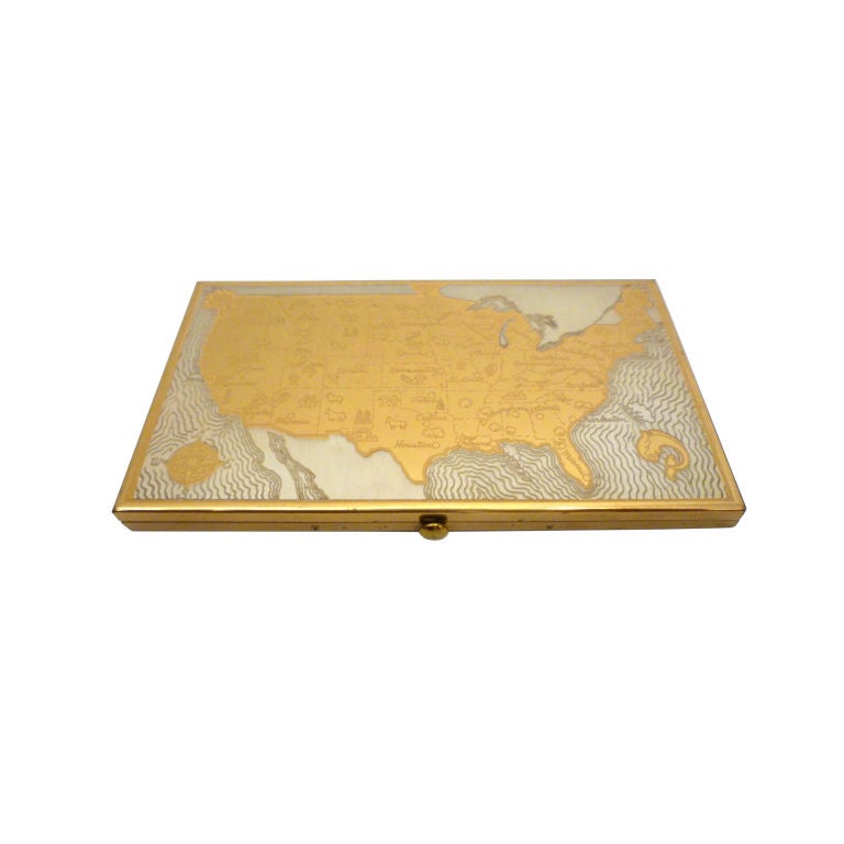 Swanky 1950s US Map Cigarette Case