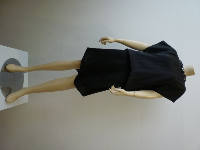 6267 Blouson Silk Dress with Lavishly Embellished Low Back