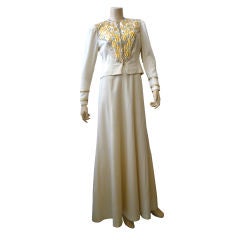 Glittering Gilt & Turquoise Trimmed 1947 Wedding Ensemble 9