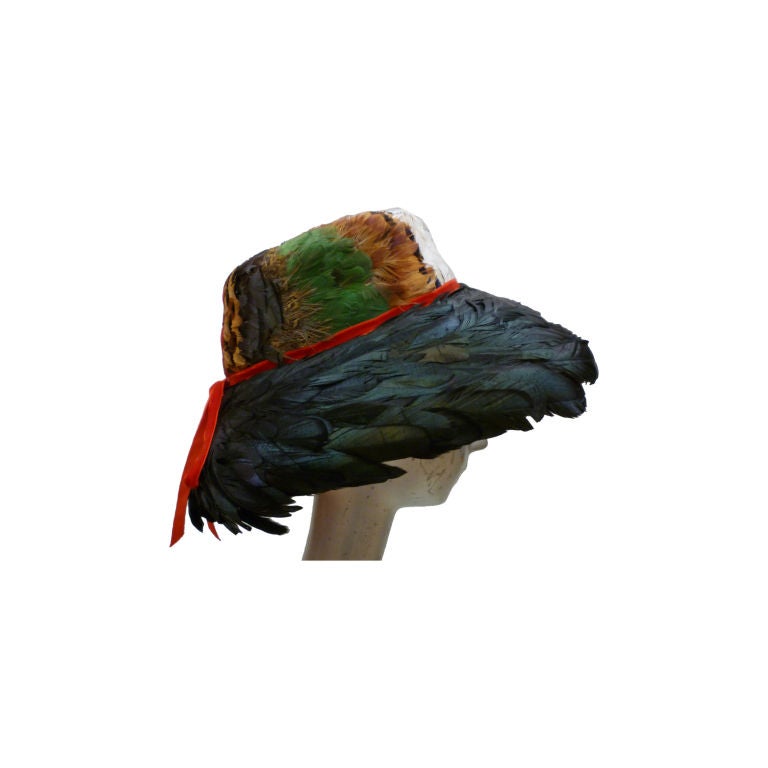 Jillé 1950's Pheasant and Coq Feather Hat