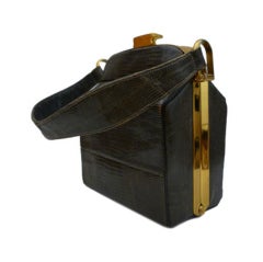 Vintage 1940s Duette Structured Lizard Box Bag