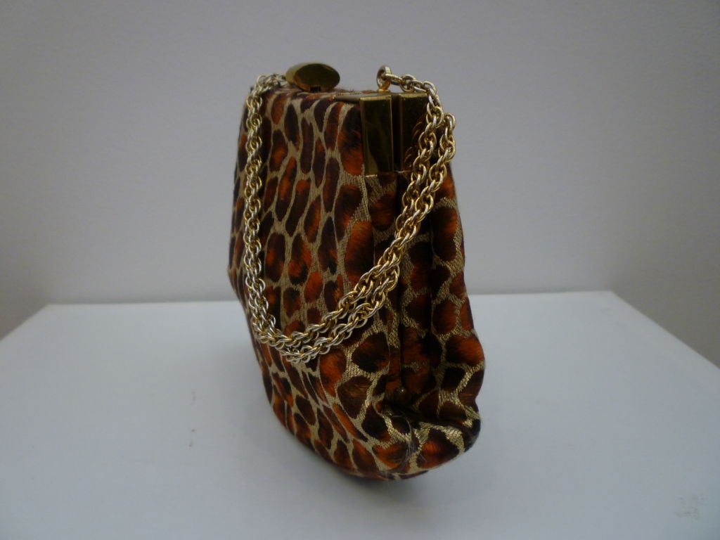 Wonderful 1950's Giraffe Pattern Lamé Cocktail Purse