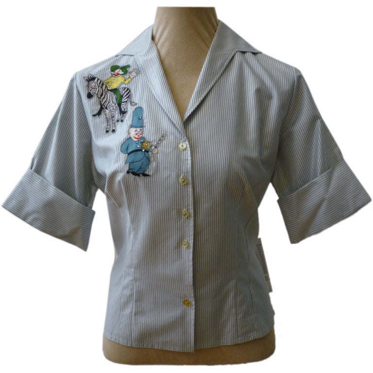 50s Whimsical Circus Theme Summer Blouse