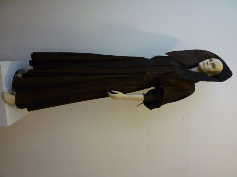 Marc Perry 80s Taffeta Evening Coat w/ Lacing and Extreme Collar