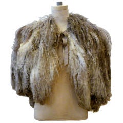 Antique 1930s Exotic Natural Ostrich Feather Capelet