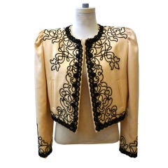 Oscar de la Renta Toreador Jacket in Cream and Black Vintage Oscar de la Renta Toreador Jacket in Cream and Black