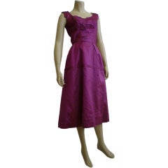 Hattie Carnegie Fresh Fuschia 50s Cocktail Dress