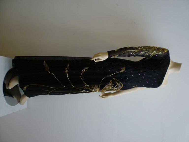 Women's Theatrical One-Shoulder Beaded Sequin Gown 1980s
