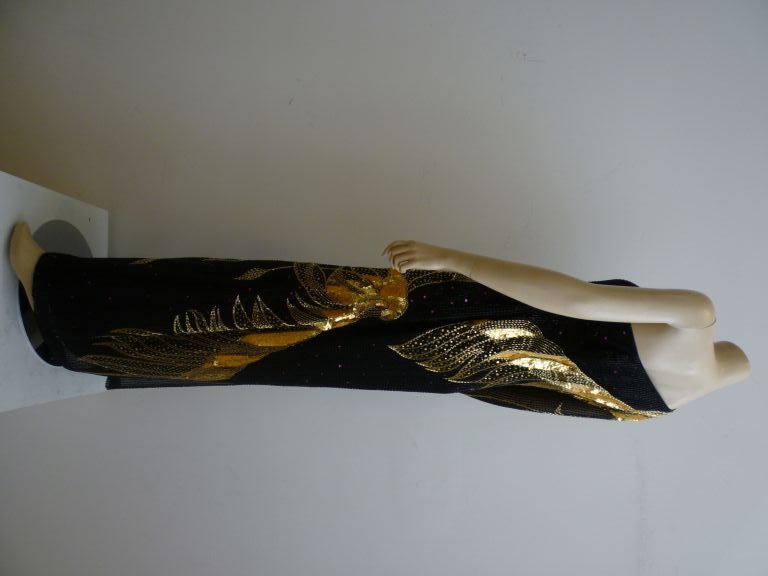 Theatrical One-Shoulder Beaded Sequin Gown 1980s 1