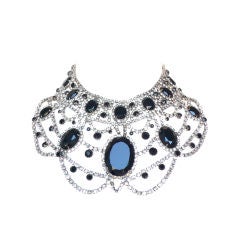 Extravagant Black and Clear Crystal Bib Necklace