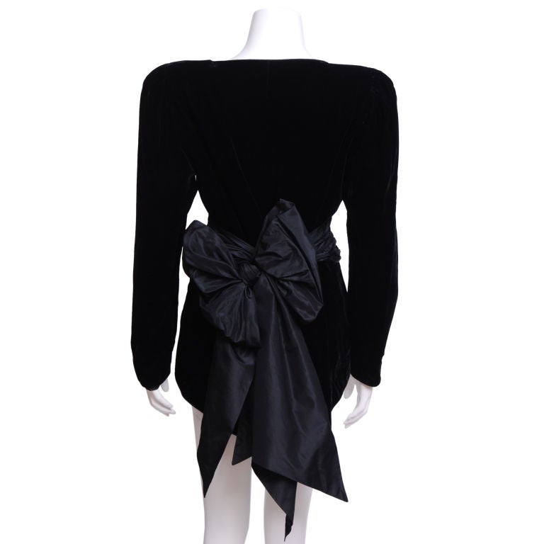 Jean-Louis Scherrer Black Velvet Evening Jacket with Large Bow For Sale