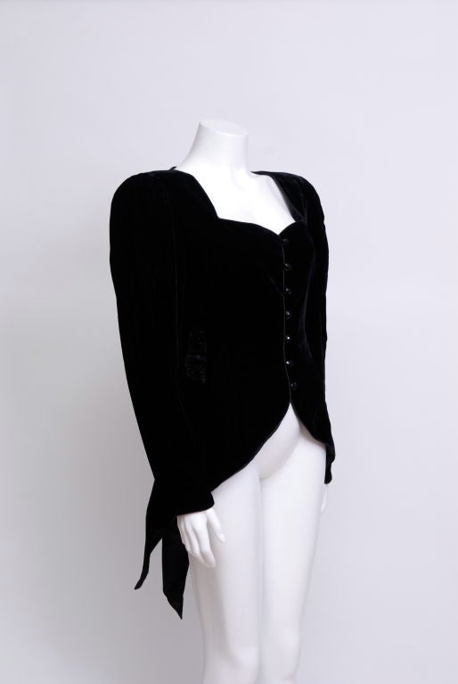 Women's Jean-Louis Scherrer Black Velvet Evening Jacket with Large Bow For Sale
