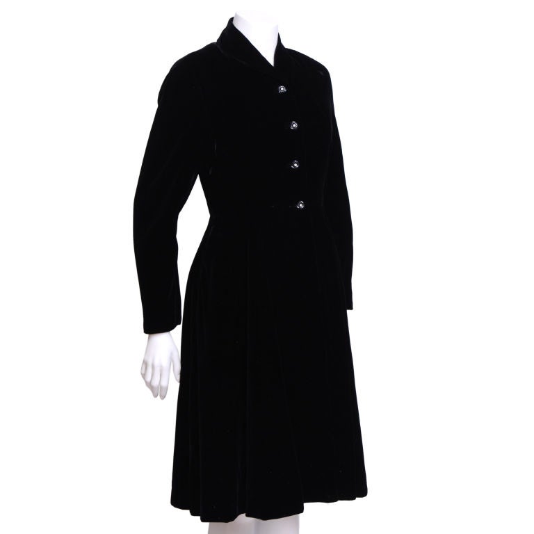 1950's Silk Velvet Evening Coat For Sale