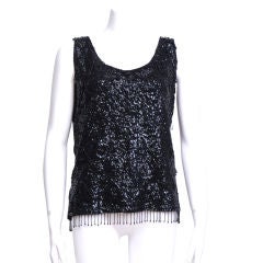 Black sequin and beaded tank