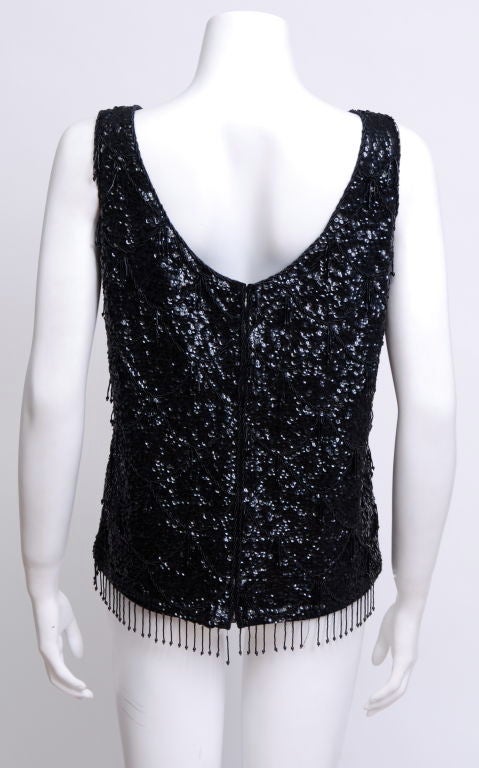 Women's Black sequin and beaded tank For Sale