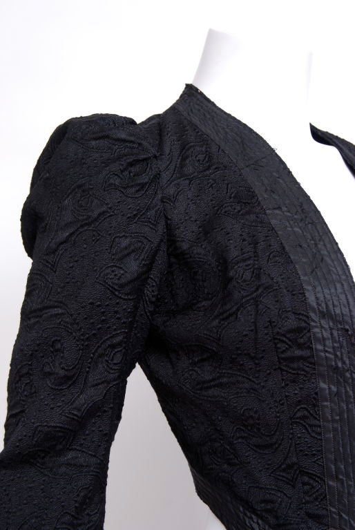 Black Silk Brocade Edwardian Jacket For Sale