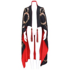 Black Silk Embroidered Silk Cape