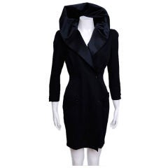 Vintage Thierry Mugler Hooded Tuxedo Dress