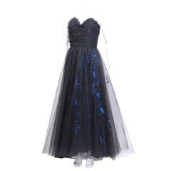 Black Tulle and Blue Sequin Ballgown