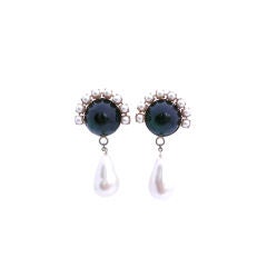 Gripoix Emerald and Pearl Clip-On Earrings