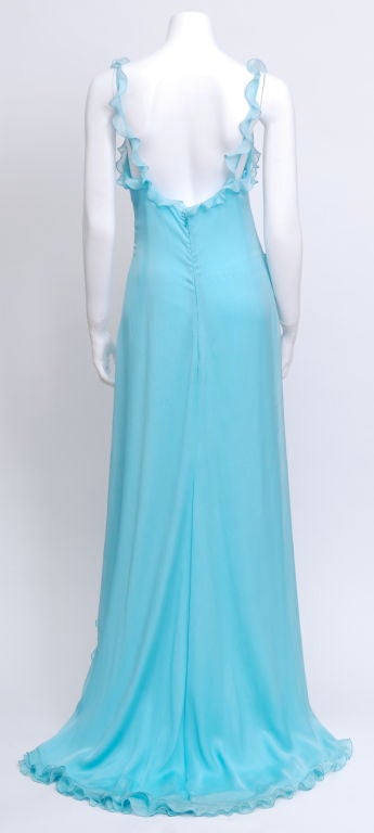 Women's Valentino Aqua Blue Silk Chiffon Gown