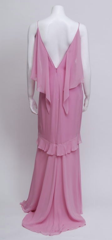 Women's YSL Rose Silk Chiffon Gown