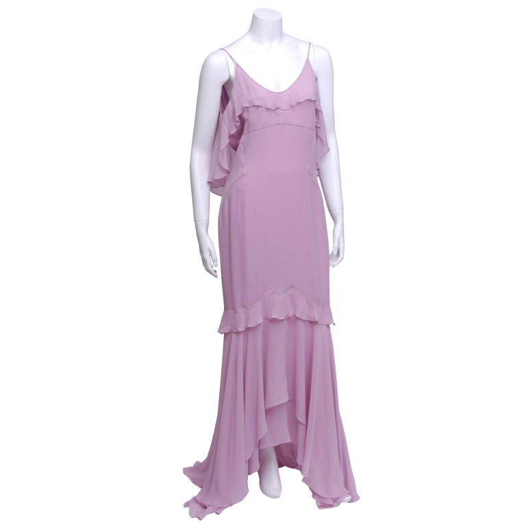 YSL Rose Silk Chiffon Gown
