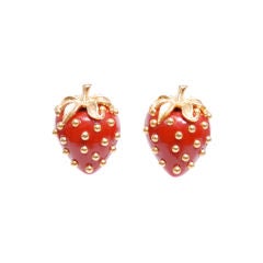 KJL Red Strawberry Clip Earrings