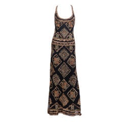 Vintage Valentino Gold and Copper Beaded Gown