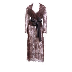 Valentino Brown Lace Wrap Negligee