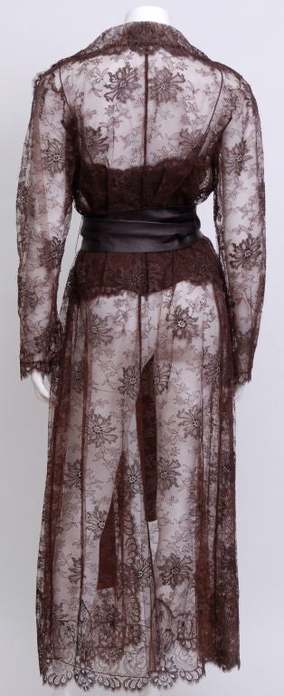 Women's Valentino Brown Lace Wrap Negligee