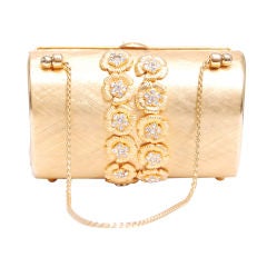 Rodo Gold Floral and Rhinestone Evening Bag