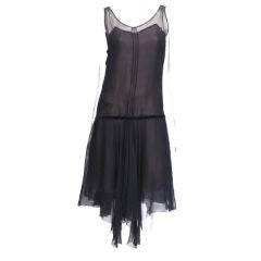 Black Silk Chiffon Flapper Dress