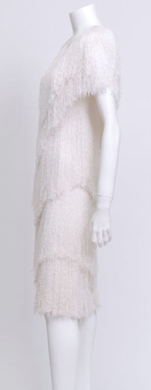 Women's White Five Tier Fringe Dress