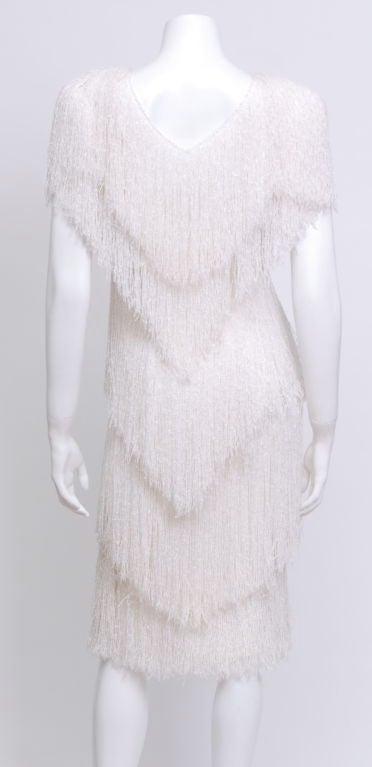 White Five Tier Fringe Dress 1