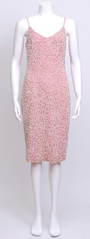 Pink Bead Encrusted Cocktail Dress