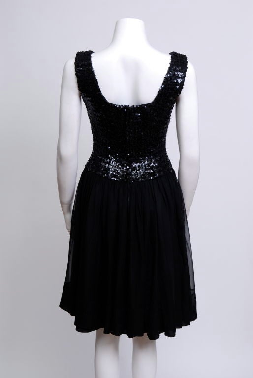 Black 1960's Sequin Cocktail Dress For Sale