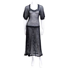 Black Crochet Drop Waist Dress