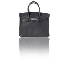 Black birkin silver hardware top